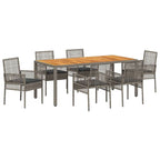 Garten Essgruppe 7 pcs Grau Poly-Rattan