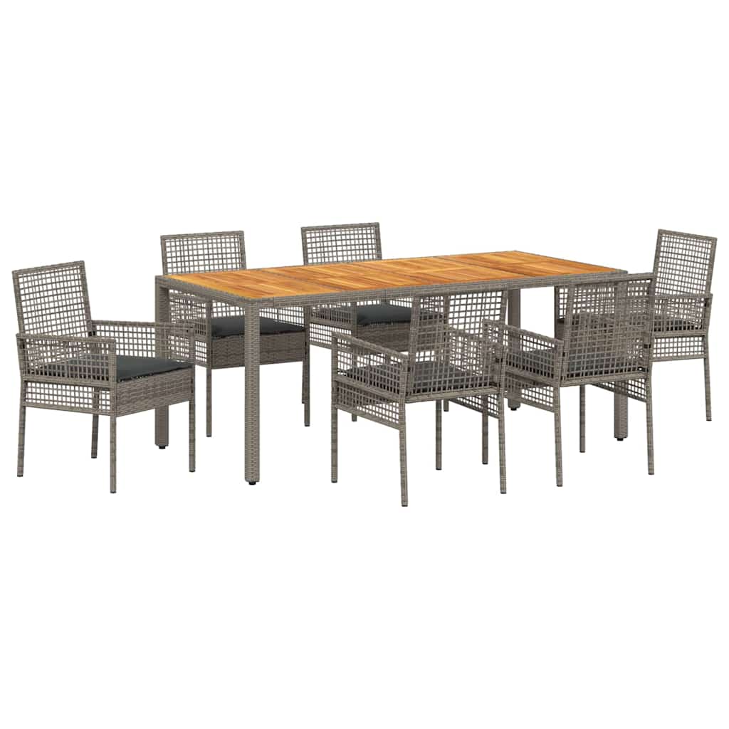 Garten Essgruppe 7 pcs Grau Poly-Rattan