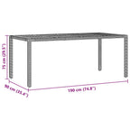 Garten Essgruppe 7 pcs Grau Poly-Rattan