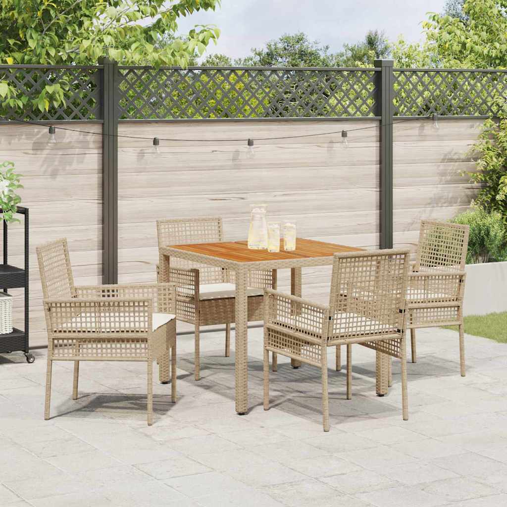 Garten Essgruppe 5 pcs Beige Poly-Rattan