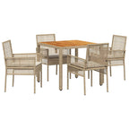 Garten Essgruppe 5 pcs Beige Poly-Rattan