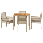 Garten Essgruppe 5 pcs Beige Poly-Rattan