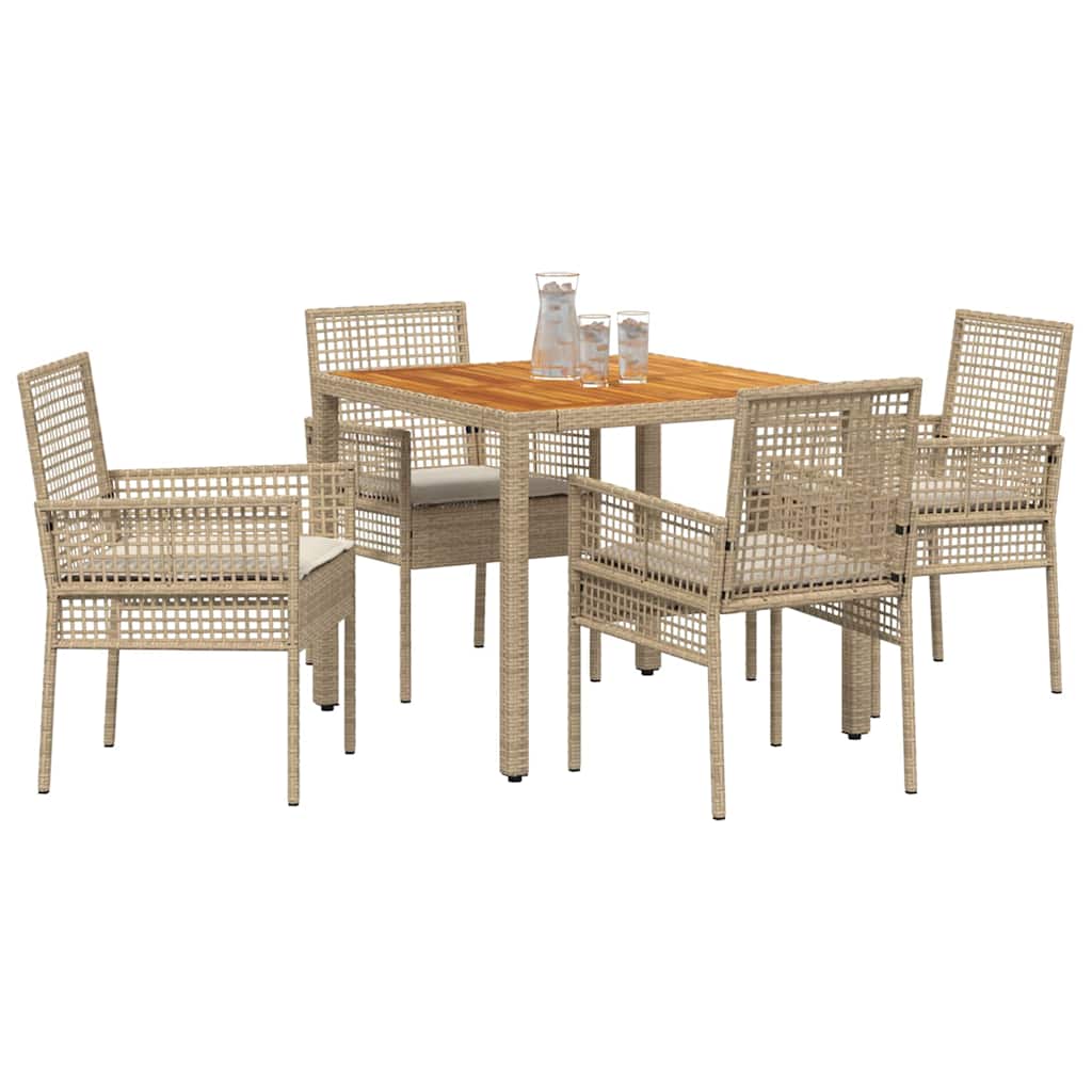 Garten Essgruppe 5 pcs Beige Poly-Rattan