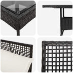 Garten Essgruppe 3 pcs Schwarz Poly-Rattan