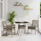 Garten Essgruppe 3 pcs Grau Poly-Rattan