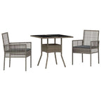 Garten Essgruppe 3 pcs Grau Poly-Rattan