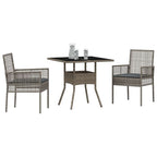 Garten Essgruppe 3 pcs Grau Poly-Rattan