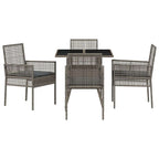 Garten Essgruppe 5 pcs Grau Poly-Rattan