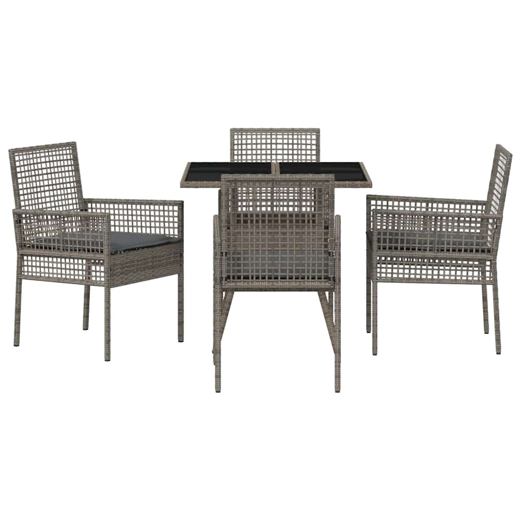 Garten Essgruppe 5 pcs Grau Poly-Rattan