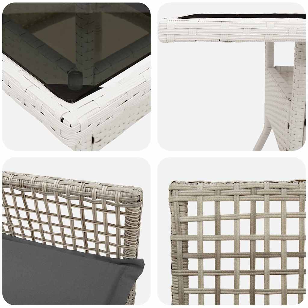 Garten Essgruppe 3 pcs Hellgrau Poly-Rattan