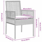 Garten Essgruppe 3 pcs Hellgrau Poly-Rattan