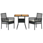 Garten Essgruppe 3 pcs Schwarz Poly-Rattan