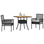 Garten Essgruppe 3 pcs Schwarz Poly-Rattan