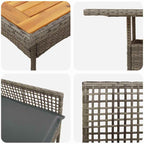 Garten Essgruppe 3 pcs Grau Poly-Rattan