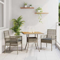 Garten Essgruppe 3 pcs Grau Poly-Rattan