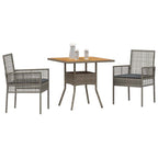 Garten Essgruppe 3 pcs Grau Poly-Rattan
