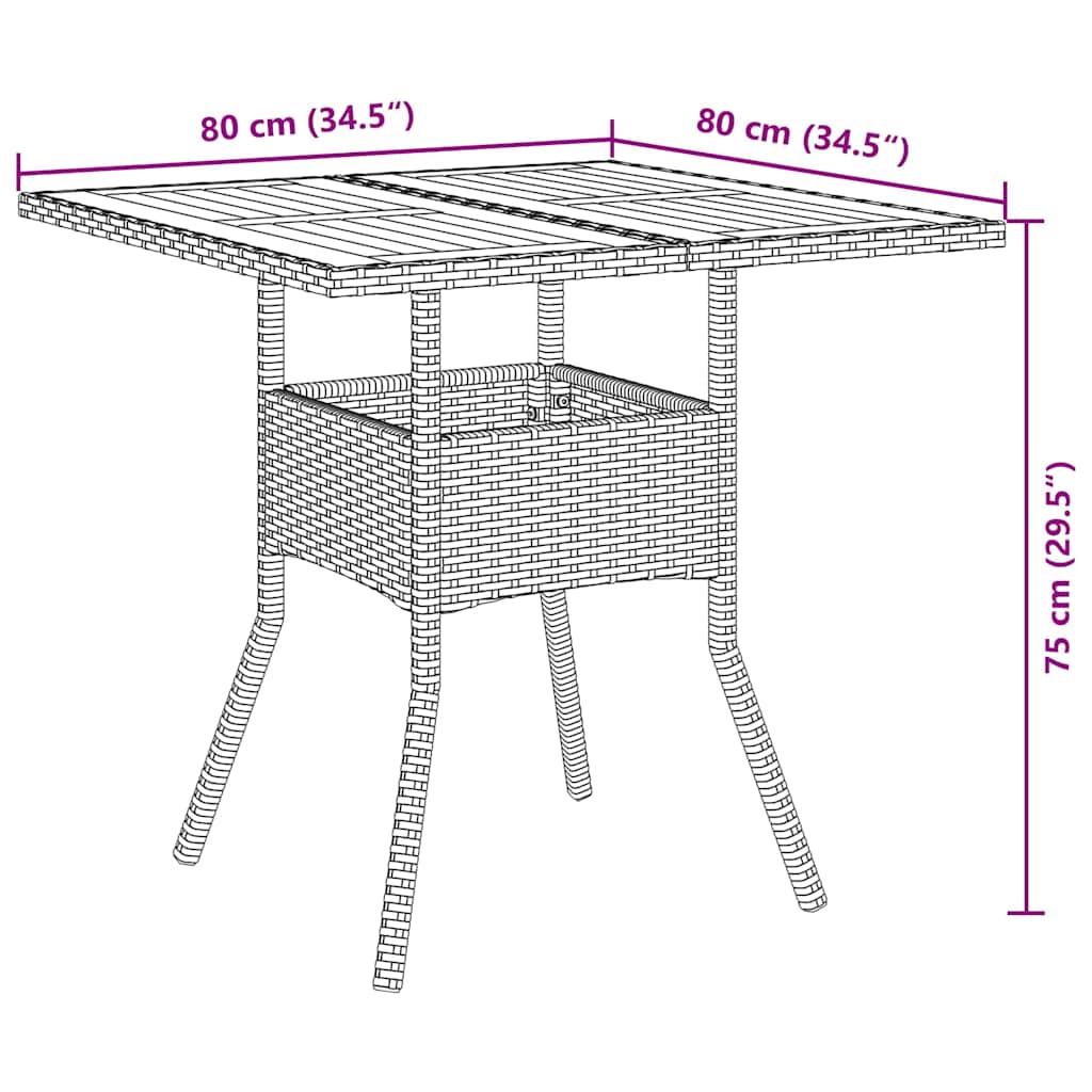 Garten Essgruppe 3 pcs Grau Poly-Rattan