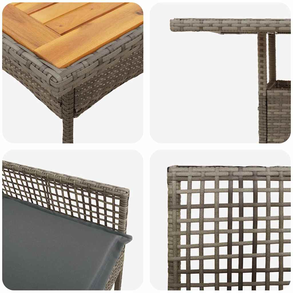 Garten Essgruppe 5 pcs Grau Poly-Rattan