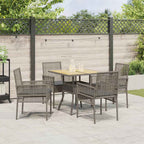 Garten Essgruppe 5 pcs Grau Poly-Rattan