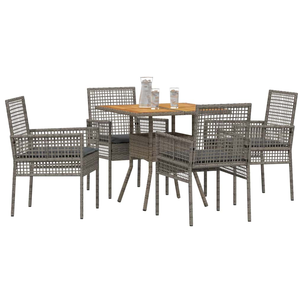 Garten Essgruppe 5 pcs Grau Poly-Rattan