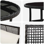 Garten Essgruppe 3 pcs Schwarz Poly-Rattan