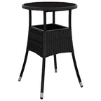 Garten Essgruppe 3 pcs Schwarz Poly-Rattan
