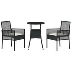 Garten Essgruppe 3 pcs Schwarz Poly-Rattan