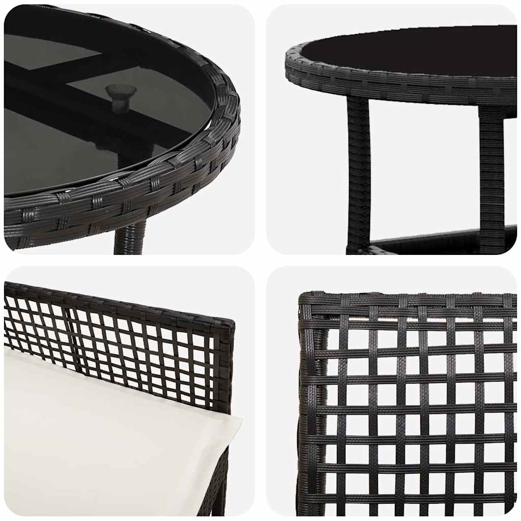 Garten Essgruppe 5 pcs Schwarz Poly-Rattan