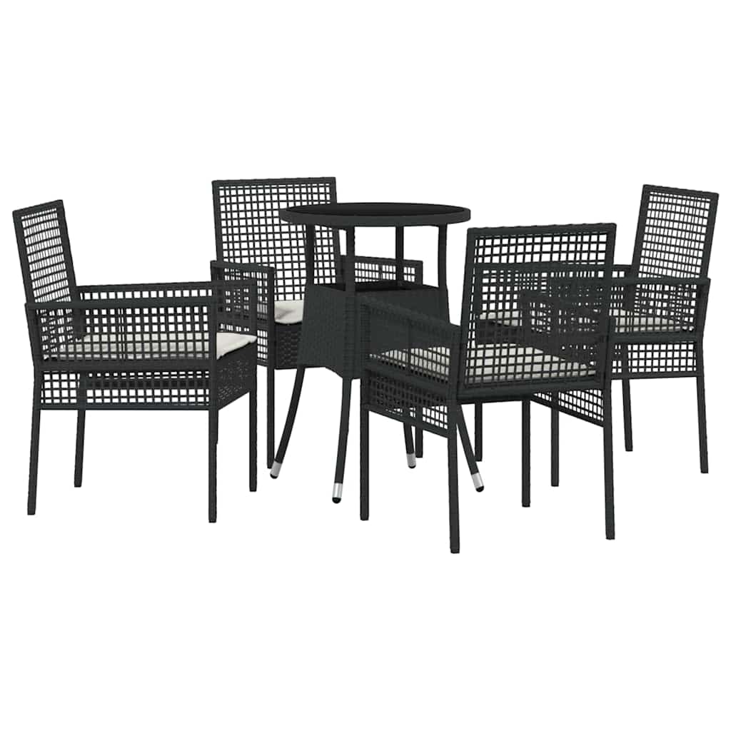 Garten Essgruppe 5 pcs Schwarz Poly-Rattan
