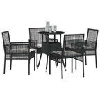 Garten Essgruppe 5 pcs Schwarz Poly-Rattan