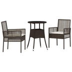 Garten Essgruppe 3 pcs Braun Poly-Rattan