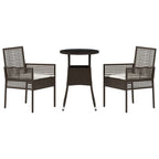 Garten Essgruppe 3 pcs Braun Poly-Rattan
