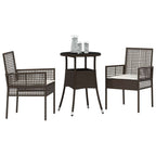 Garten Essgruppe 3 pcs Braun Poly-Rattan