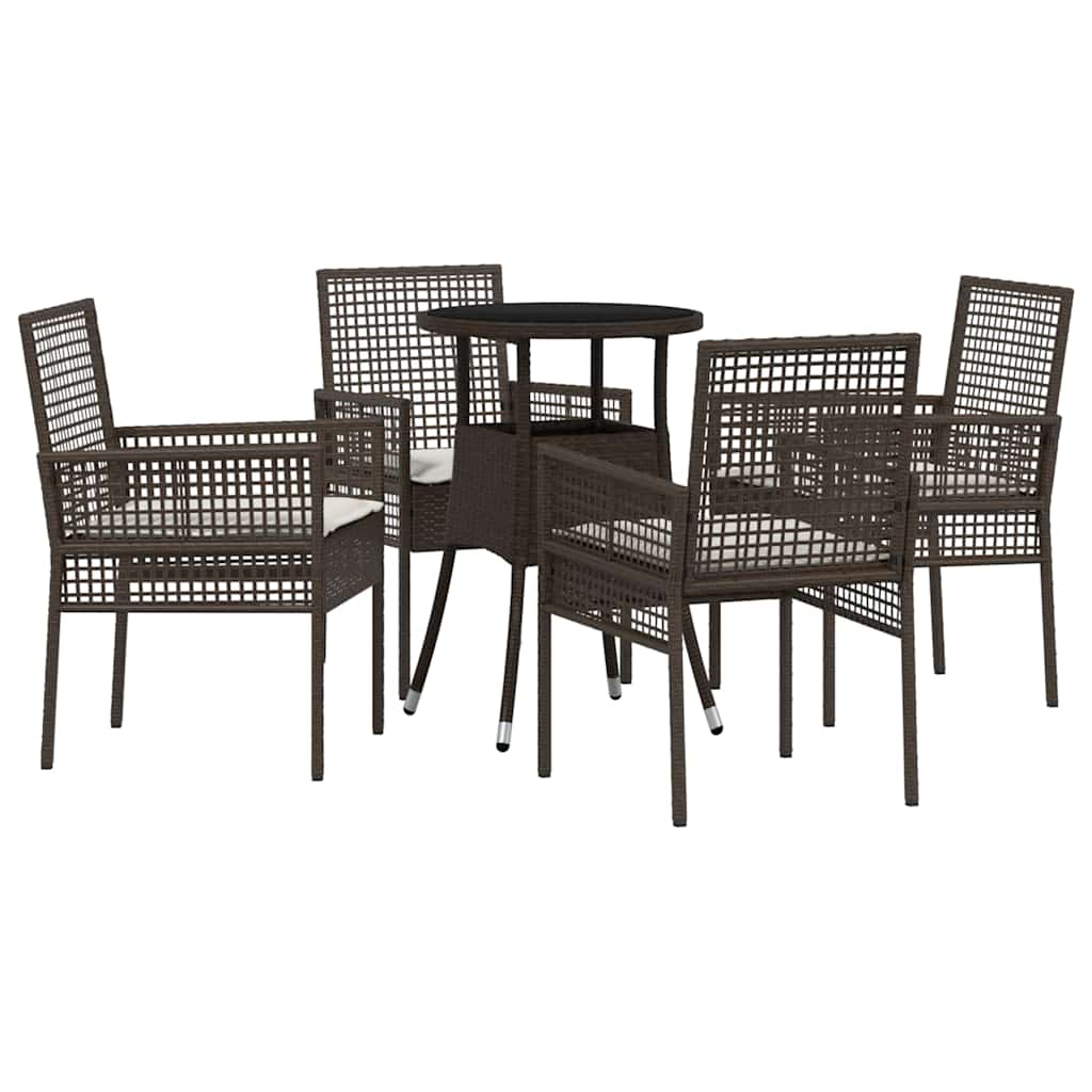 Garten Essgruppe 5 pcs Braun Poly-Rattan