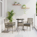 Garten Essgruppe 3 pcs Grau Poly-Rattan