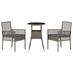 Garten Essgruppe 3 pcs Grau Poly-Rattan