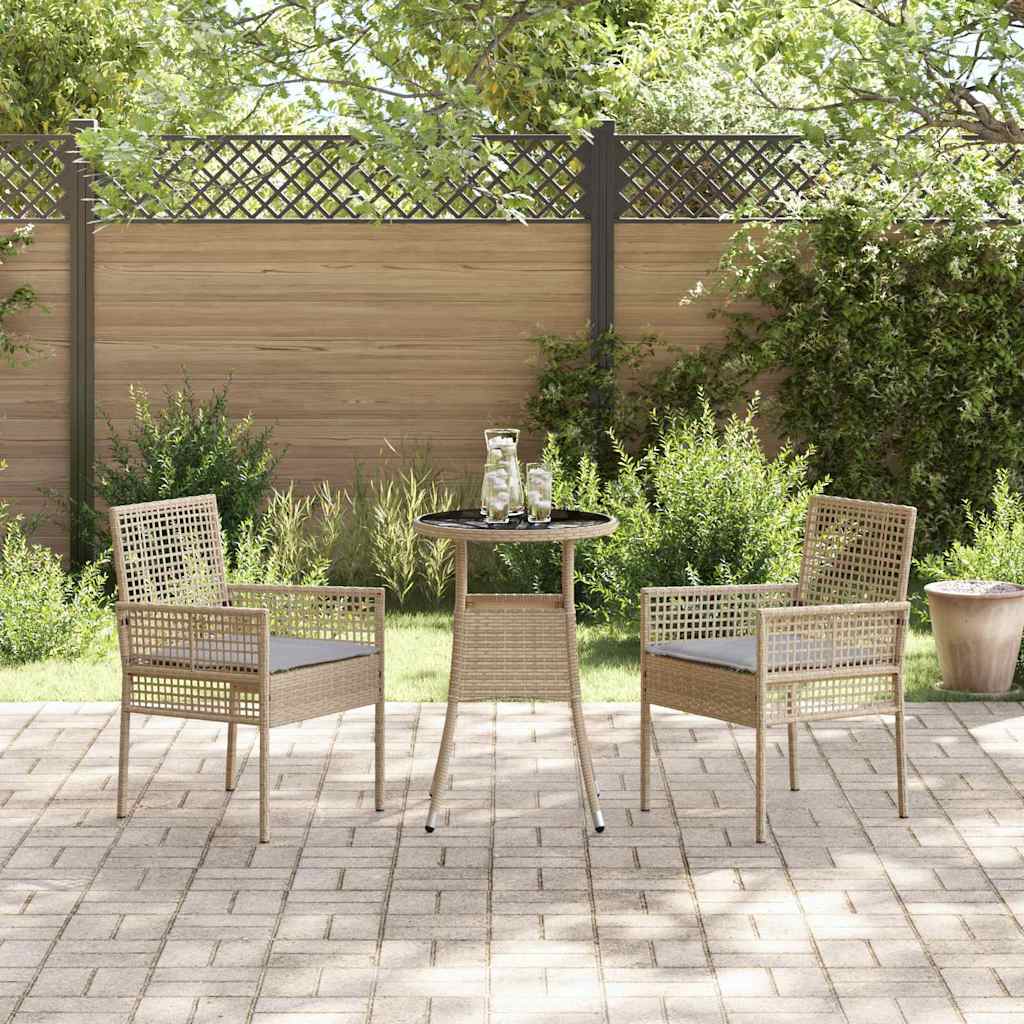 Garten Essgruppe 3 pcs Beige Poly-Rattan