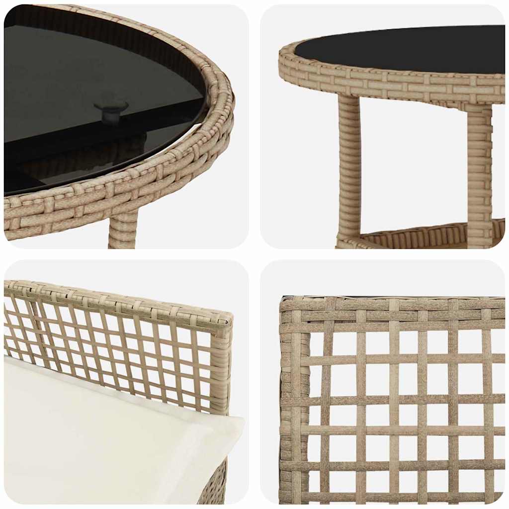 Garten Essgruppe 3 pcs Beige Poly-Rattan
