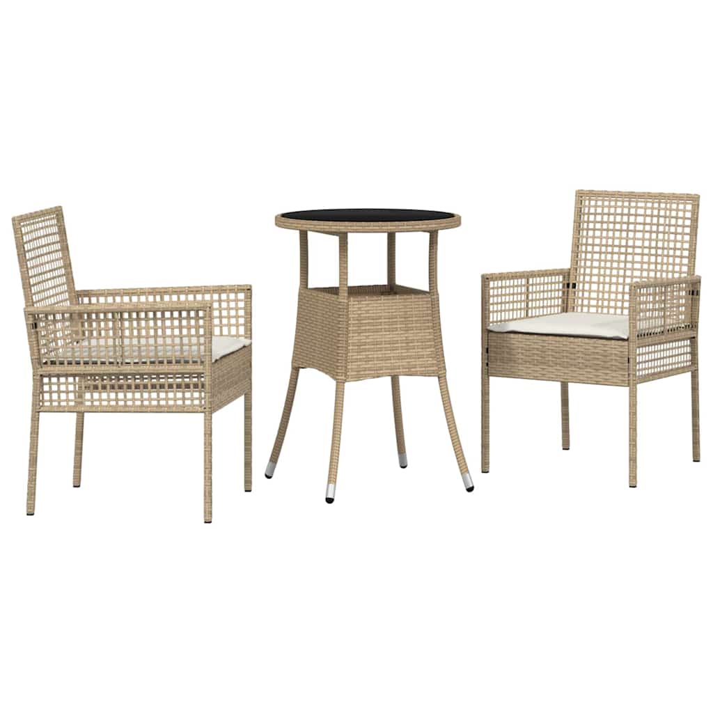 Garten Essgruppe 3 pcs Beige Poly-Rattan