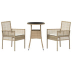 Garten Essgruppe 3 pcs Beige Poly-Rattan