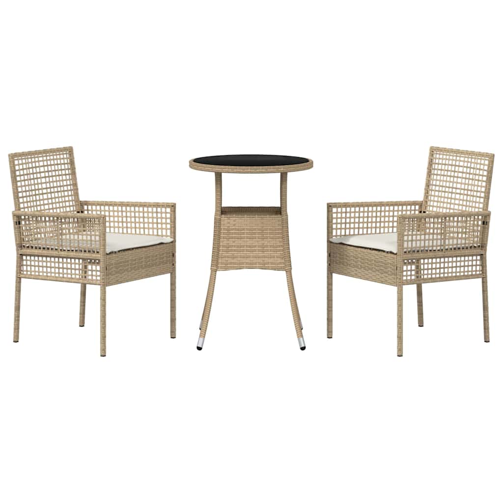 Garten Essgruppe 3 pcs Beige Poly-Rattan