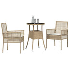 Garten Essgruppe 3 pcs Beige Poly-Rattan