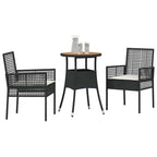Garten Essgruppe 3 pcs Schwarz Poly-Rattan