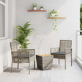 Garten Bistro Set 3 pcs Grau Poly-Rattan
