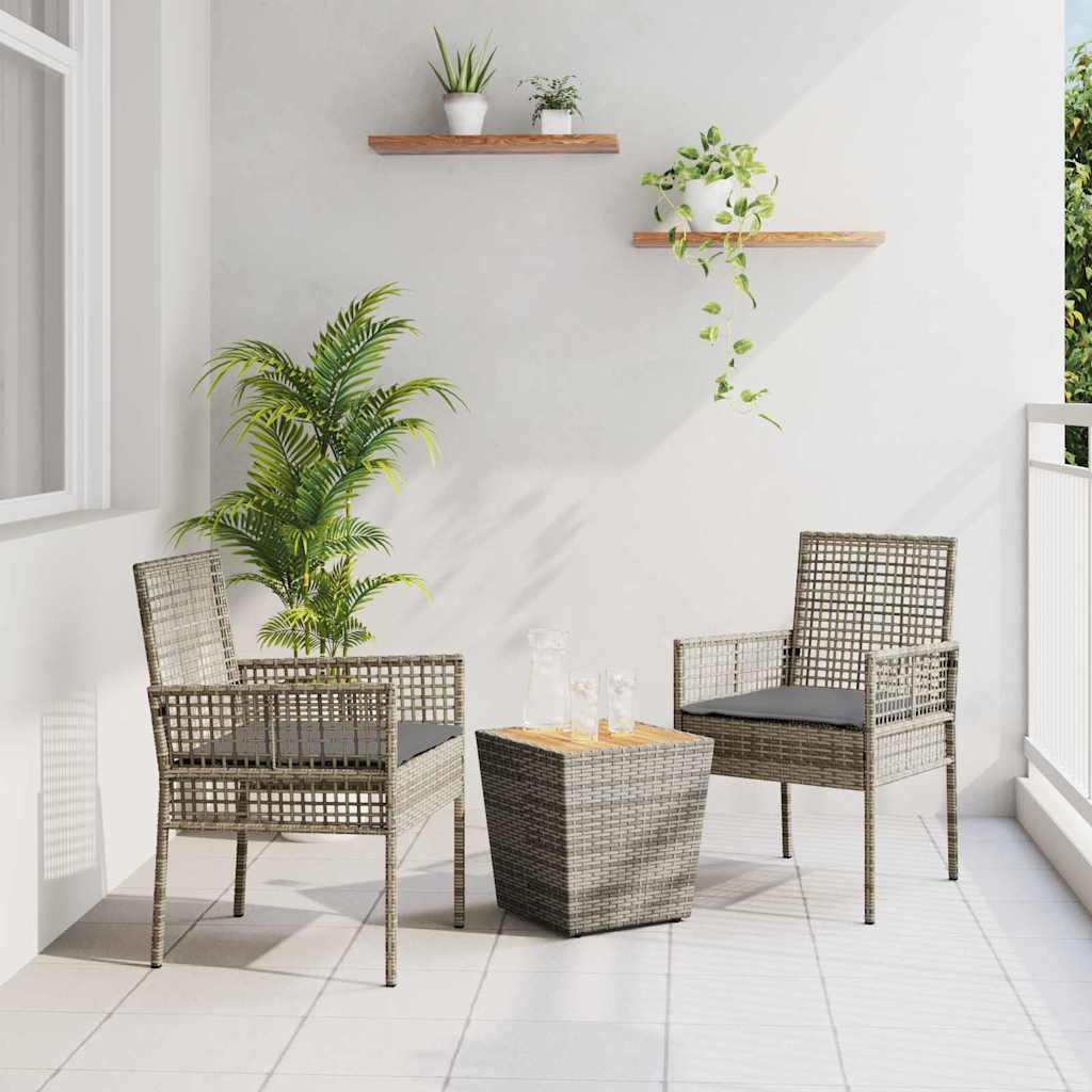 Garten Bistro Set 3 pcs Grau Poly-Rattan