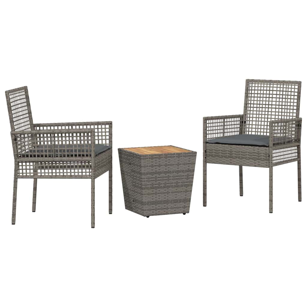 Garten Bistro Set 3 pcs Grau Poly-Rattan