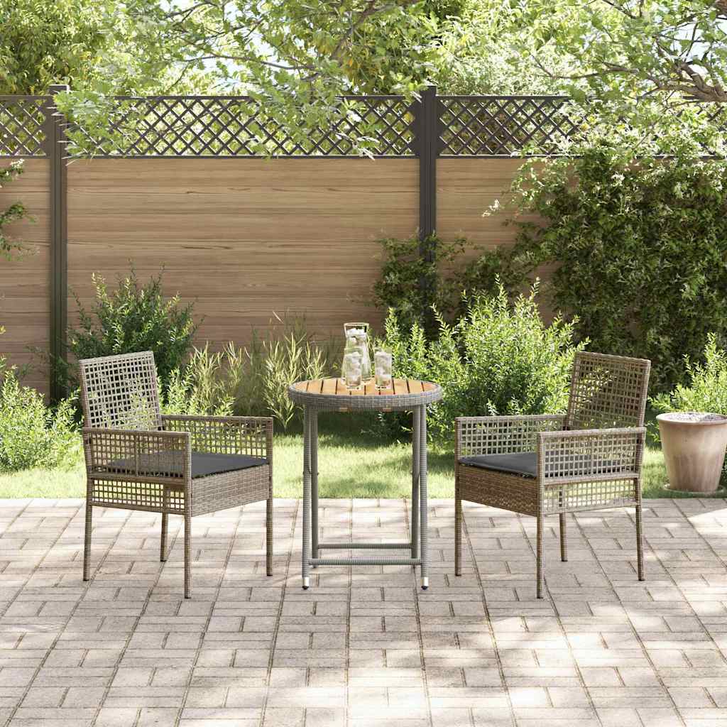 Garten Bistro Set 3 pcs Grau Poly-Rattan
