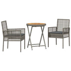 Garten Bistro Set 3 pcs Grau Poly-Rattan