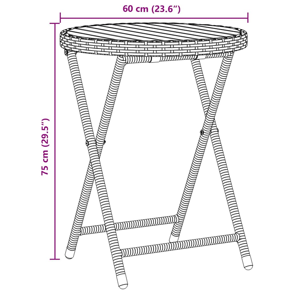 Garten Bistro Set 3 pcs Grau Poly-Rattan