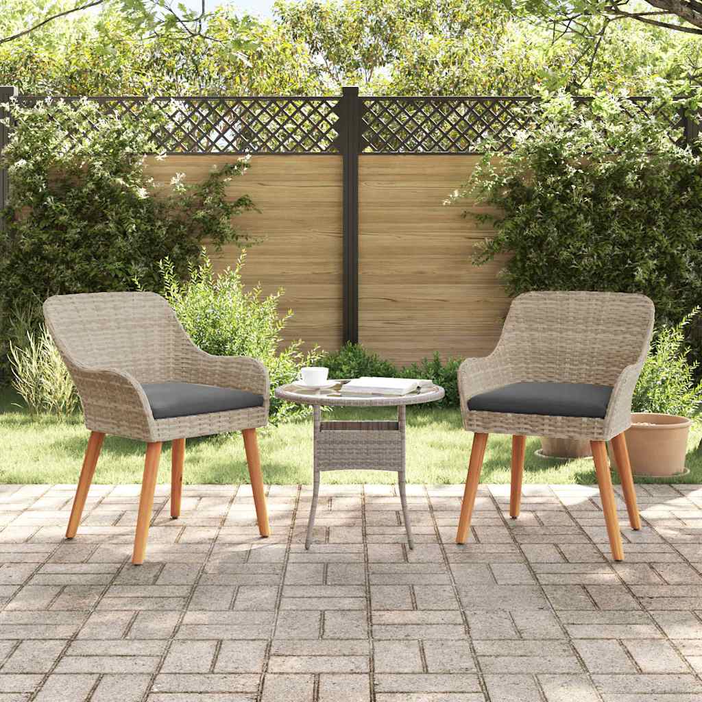 Gartenstuhl 2 pcs Hellgrau 62,5 x 55 x 82 cm Poly-Rattan